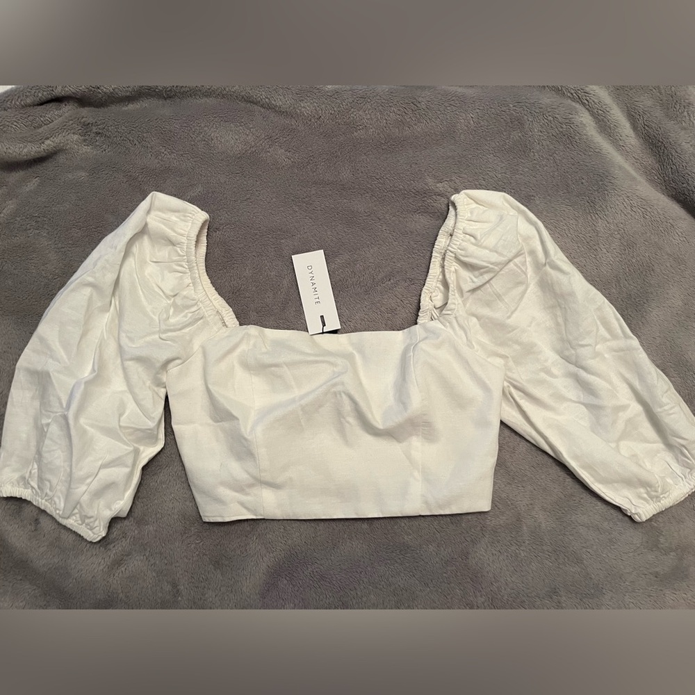 Linen bubble sleeve top - NEW